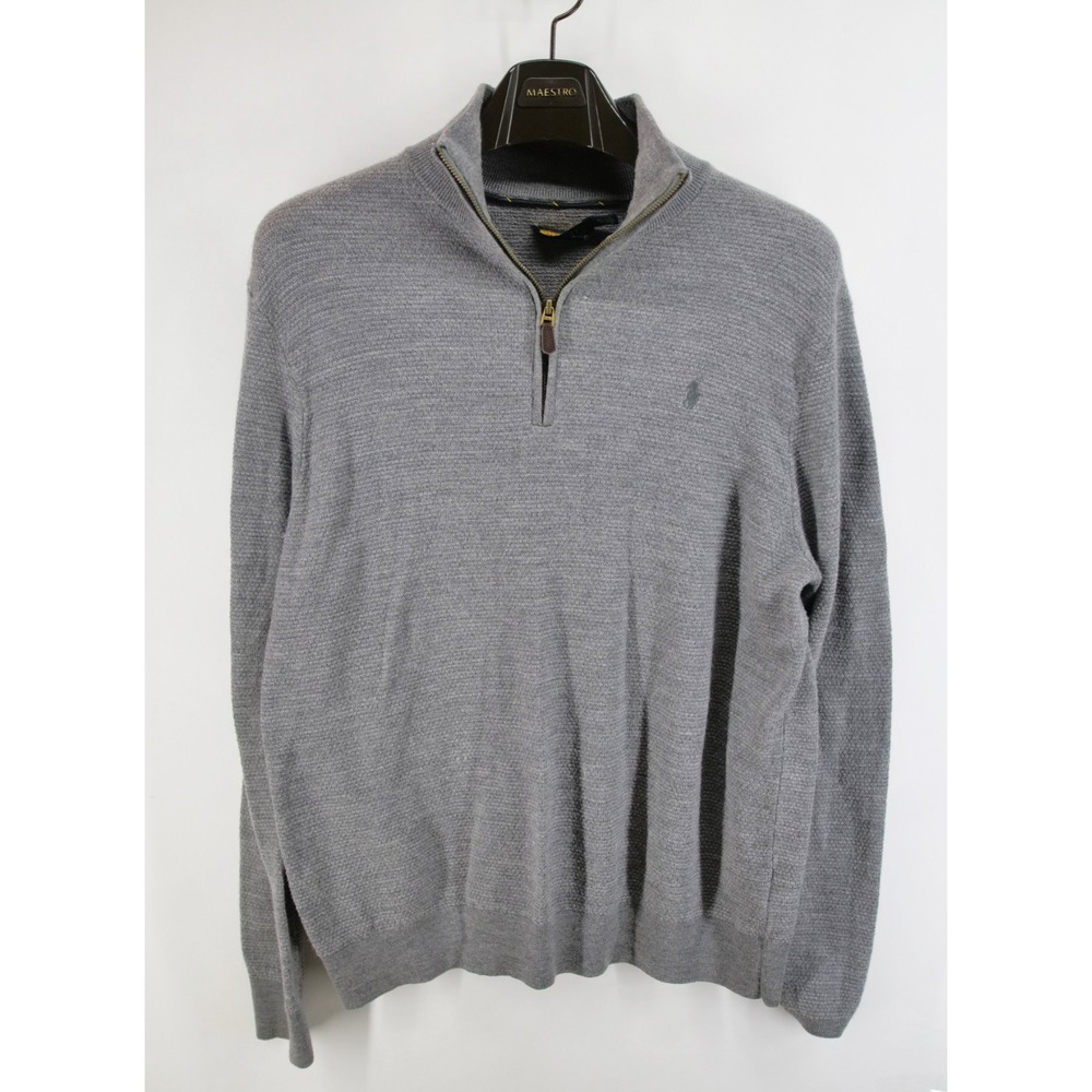 Polo Ralph Lauren Sweater Mens XL Merino Wool 1/4 Zip Gray
